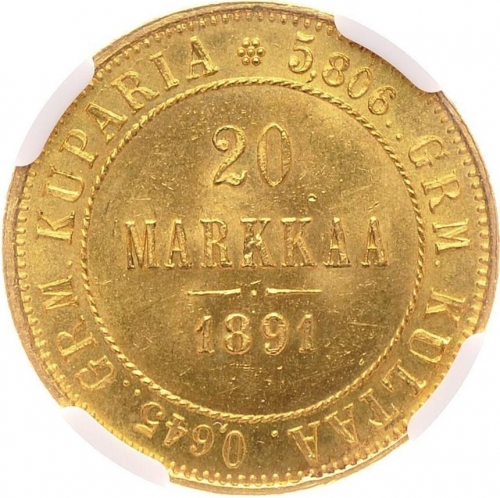 20 марок 1891 – 20 марок 1891 года L